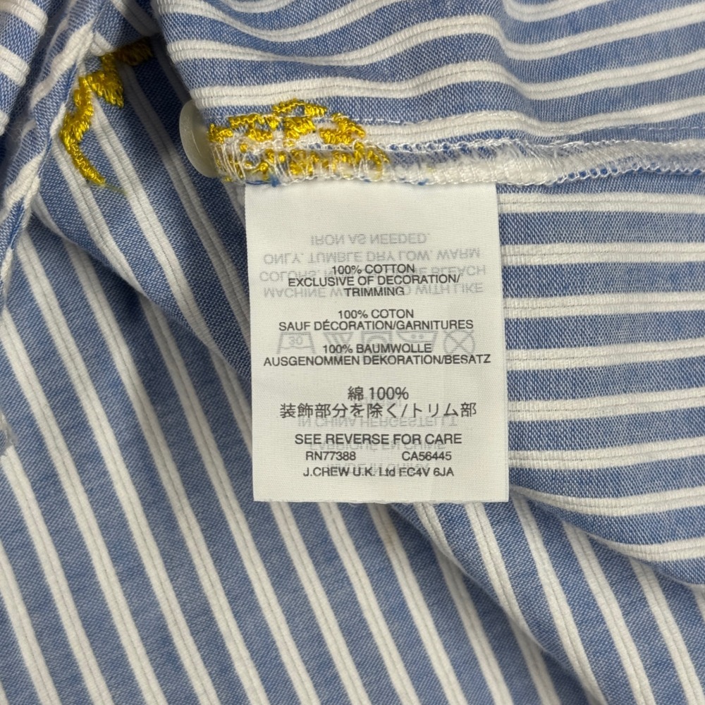 J.Crew‎ Shirt Blue White Striped Tie-Front Tank Sleeveless Embroidered Size 8 - Picture 7 of 9